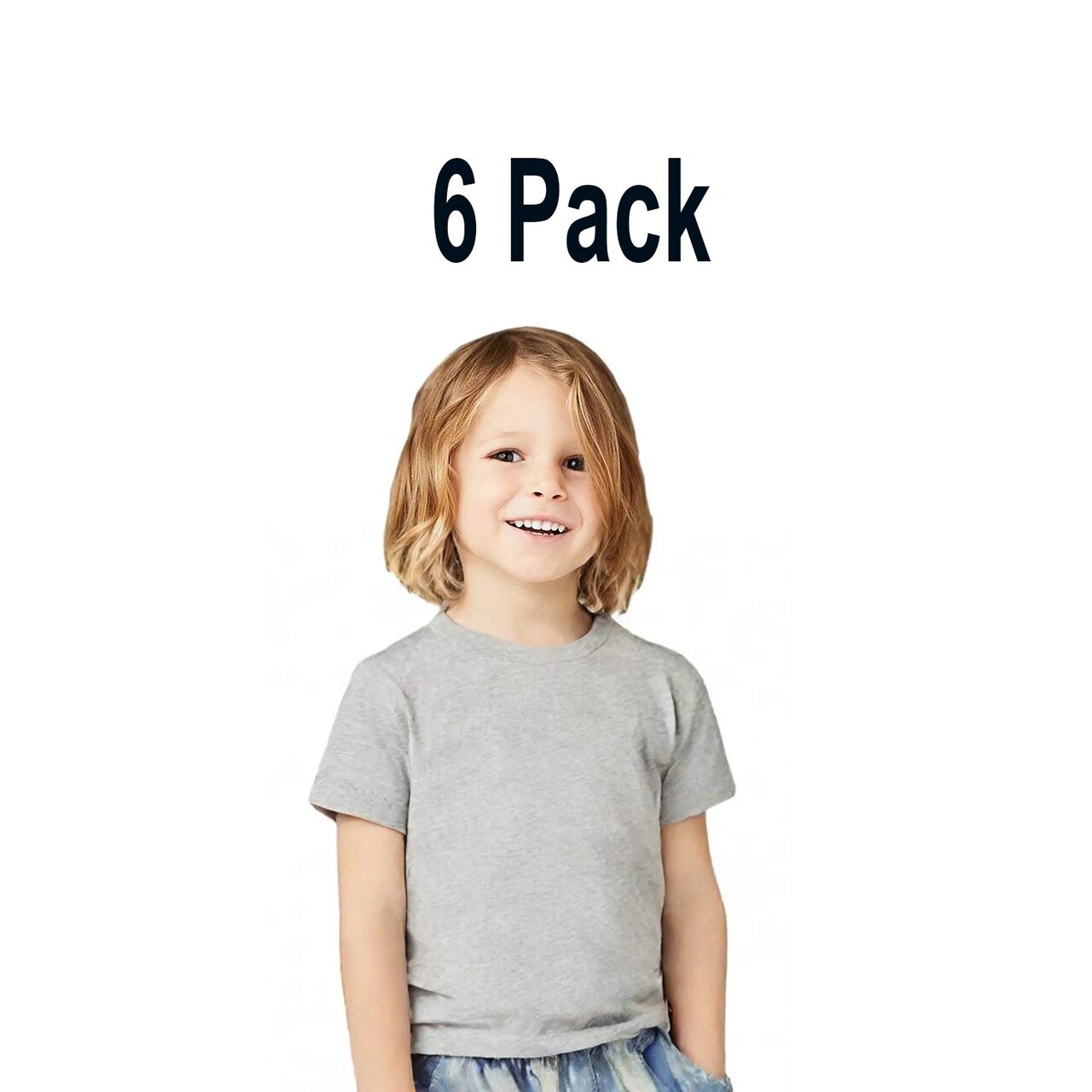 6 Pack: BELLA + CANVAS Toddler Triblend Crewneck Short Sleeve T-Shirt for Play, Casual & Everyday Wear